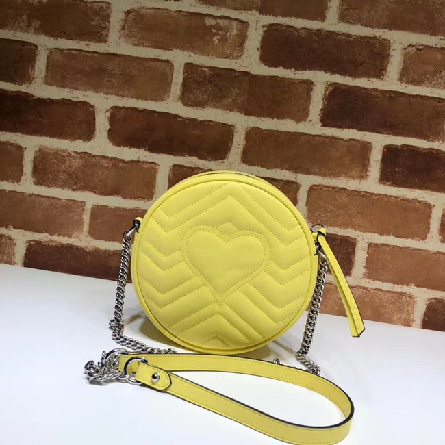 Gucci GG Marmont mini round shoulder bag 550154 Pastel yellow