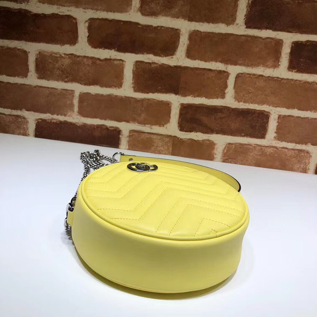 Gucci GG Marmont mini round shoulder bag 550154 Pastel yellow