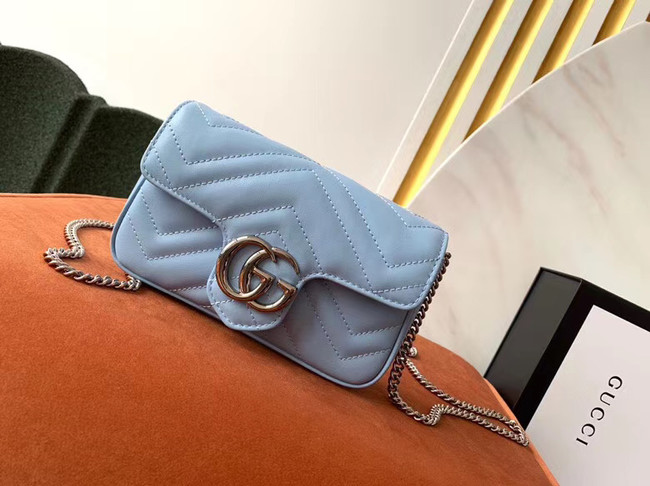 Gucci GG Marmont super mini bag 476433 Pastel blue