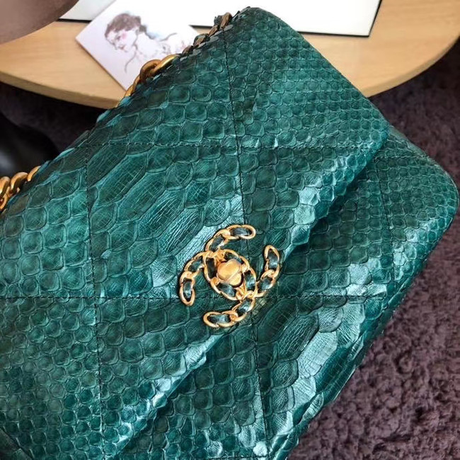 CHANEL 19 Flap Bag Original Snake skin flap bag AS1160 green
