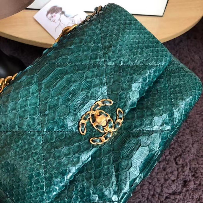 CHANEL 19 Flap Bag Original Snake skin flap bag AS1160 green