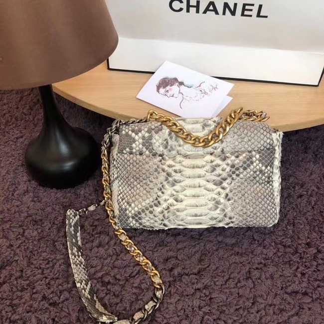 CHANEL 19 Flap Bag Original Snake skin flap bag AS1160 grey