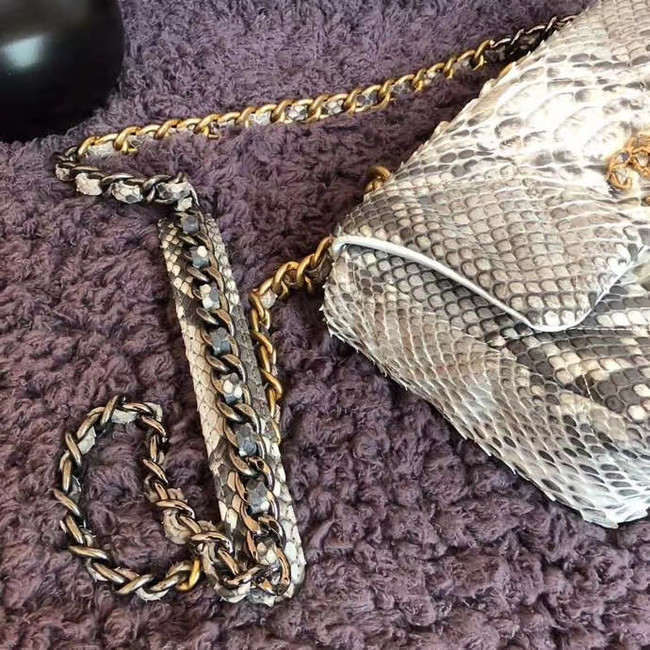 CHANEL 19 Flap Bag Original Snake skin flap bag AS1160 grey