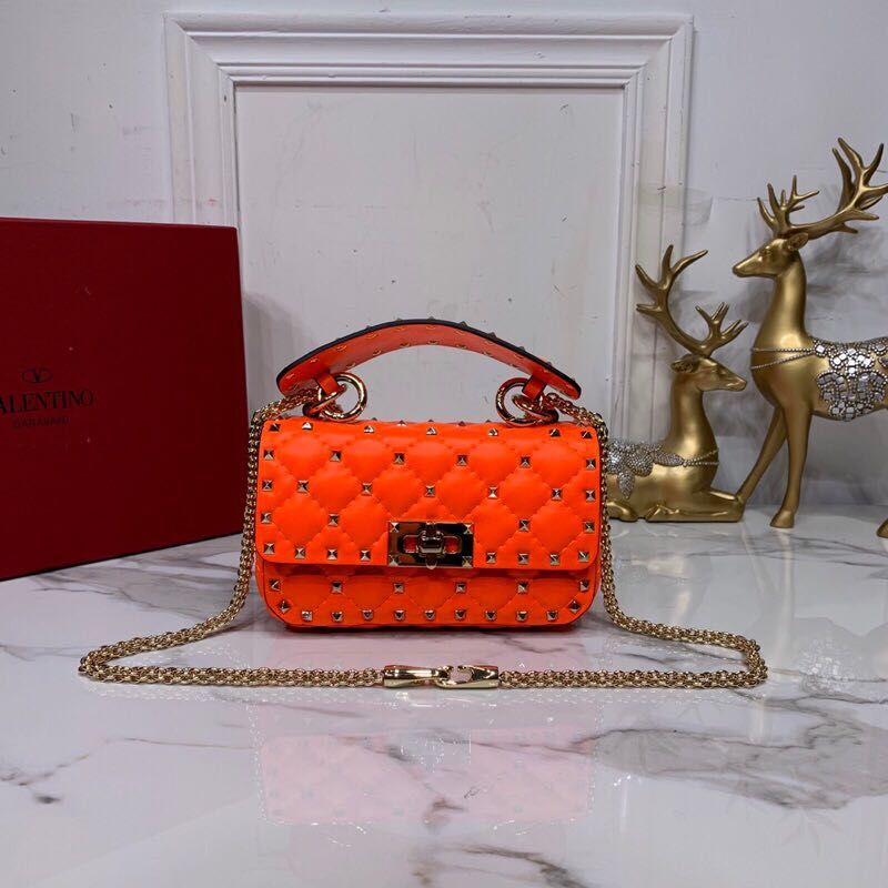 Valentino Garavani Rockstud Spike Original Leather Bag V0124 Orange