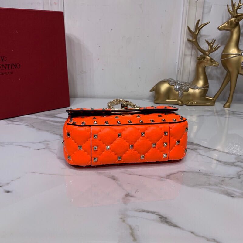 Valentino Garavani Rockstud Spike Original Leather Bag V0124 Orange