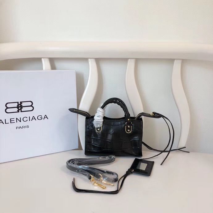 Balenciaga Mini Classic Original Crocodile Leather Bag B300296 Black