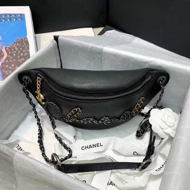 Chanel 19 Bodypack Sheepskin Leather AS1783 black