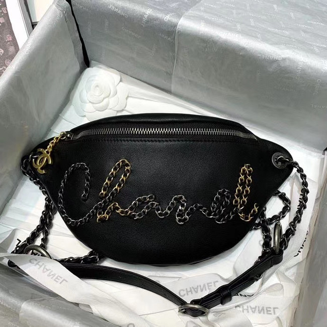 Chanel 19 Bodypack Sheepskin Leather AS1783 black