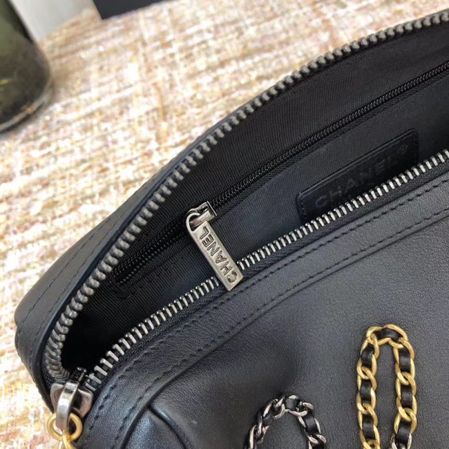 Chanel Original Sheepskin Leather Bowling Bag AS1779 black