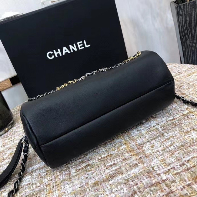 Chanel Original Sheepskin Leather Bowling Bag AS1779 black