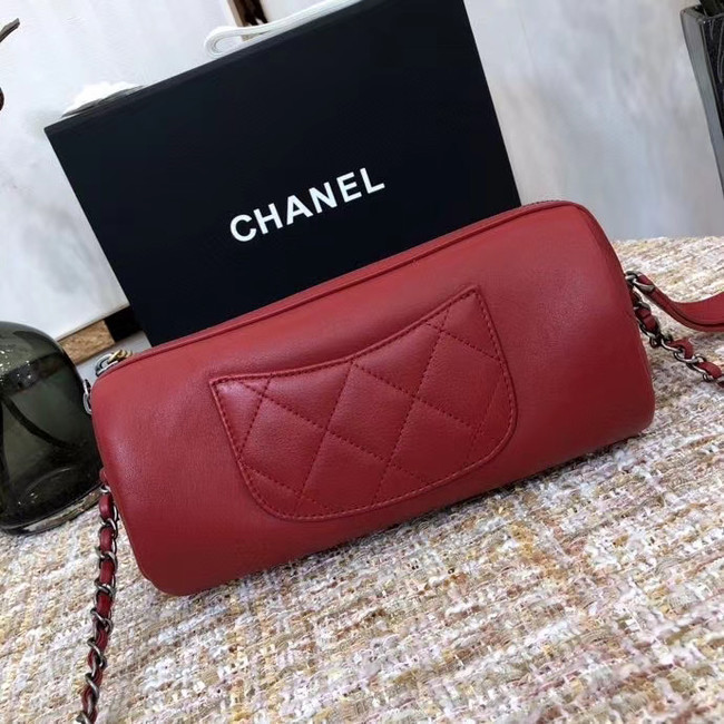 Chanel Original Sheepskin Leather Bowling Bag AS1779 red