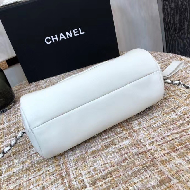 Chanel Original Sheepskin Leather Bowling Bag AS1779 white