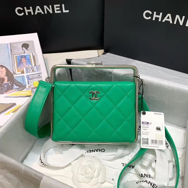 Chanel Original Sheepskin Leather clutch bag AS1732 green
