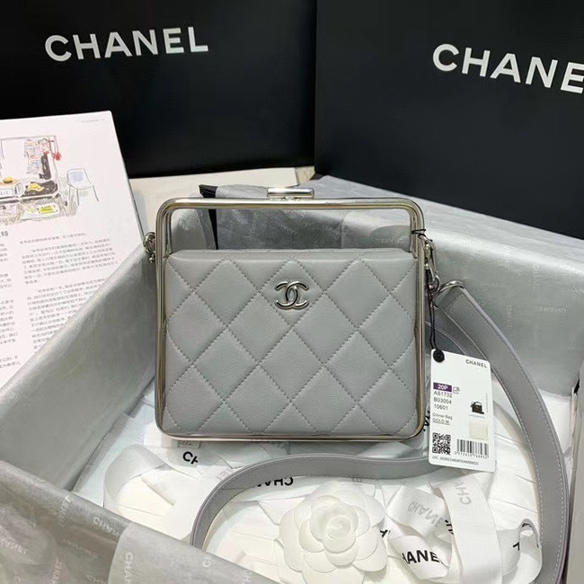 Chanel Original Sheepskin Leather clutch bag AS1732 grey