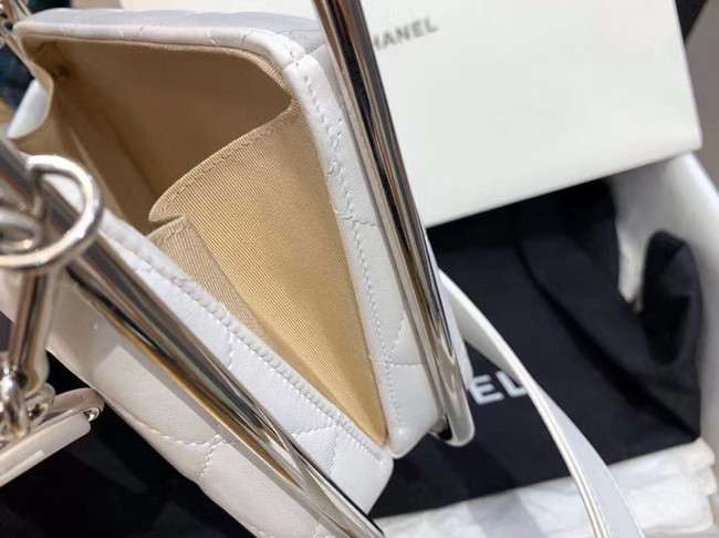 Chanel Original Sheepskin Leather clutch bag AS1732 white