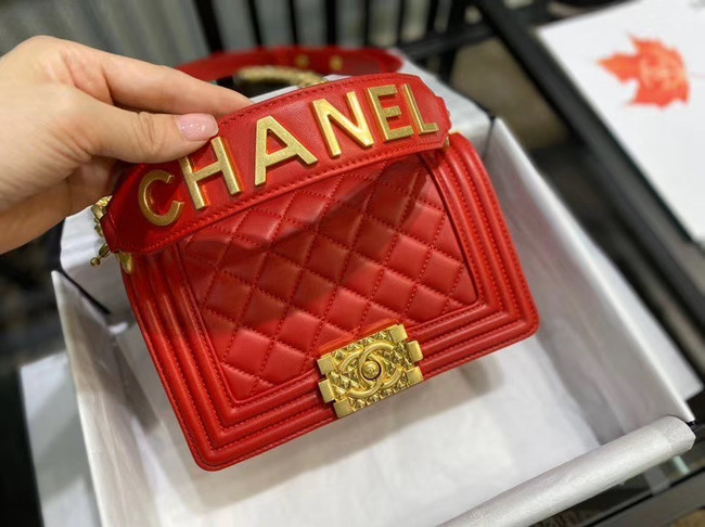 Small boy chanel handbag AS67085 red