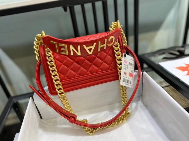 Small boy chanel handbag AS67085 red