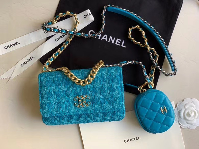 CHANEL 19 Flap Bag WOC 33817 blue