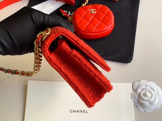 CHANEL 19 Flap Bag WOC 33817 red