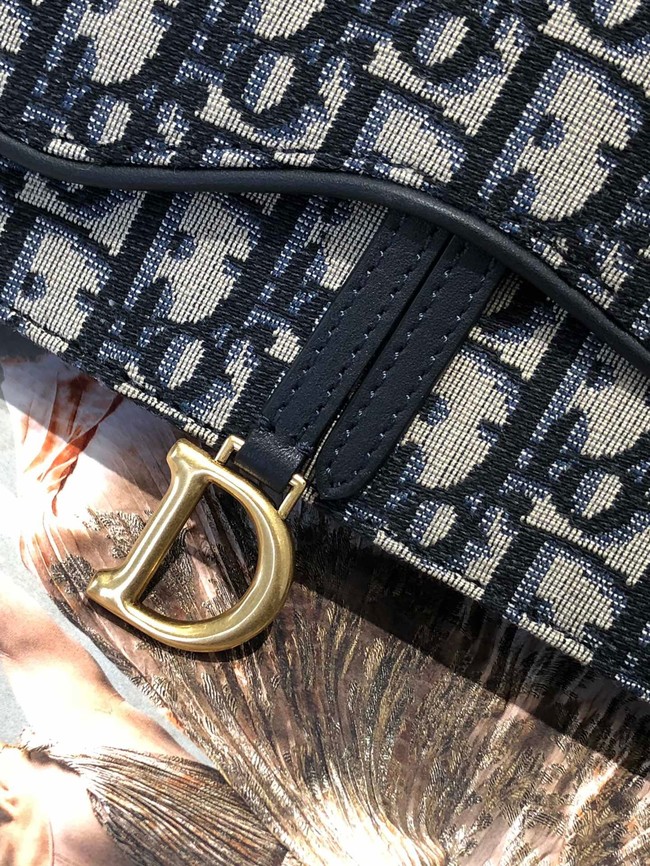SADDLE BELT POUCH Blue Dior Oblique Jacquard S5619C