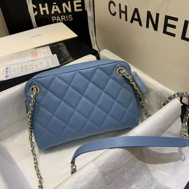 CHANEL Small camera bag Grained Calfskin & Gold-Tone Metal AS1367 blue