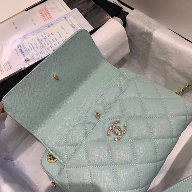 CHANEL Small camera bag Grained Calfskin & Gold-Tone Metal AS1367 green