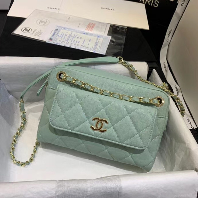 CHANEL Small camera bag Grained Calfskin & Gold-Tone Metal AS1367 green