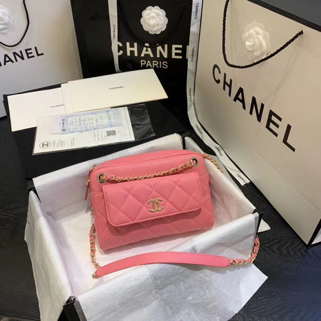 CHANEL Small camera bag Grained Calfskin & Gold-Tone Metal AS1367 pink