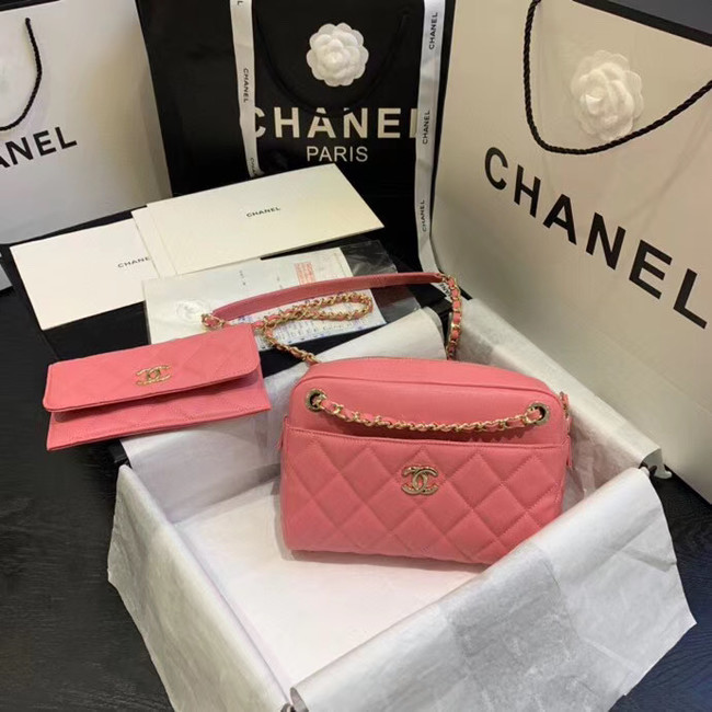 CHANEL Small camera bag Grained Calfskin & Gold-Tone Metal AS1367 pink