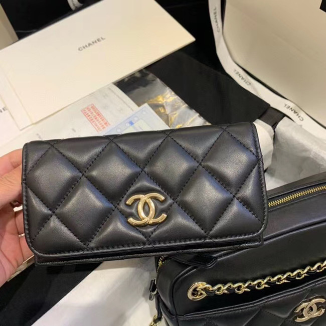 CHANEL Small camera bag lambskin & Gold-Tone Metal AS1367 black