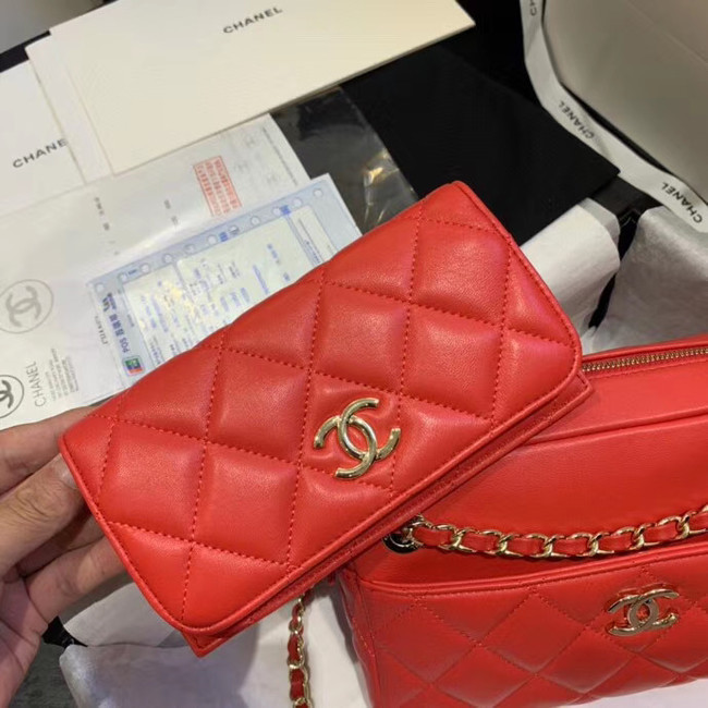 CHANEL Small camera bag lambskin & Gold-Tone Metal AS1367 red