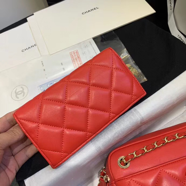 CHANEL Small camera bag lambskin & Gold-Tone Metal AS1367 red