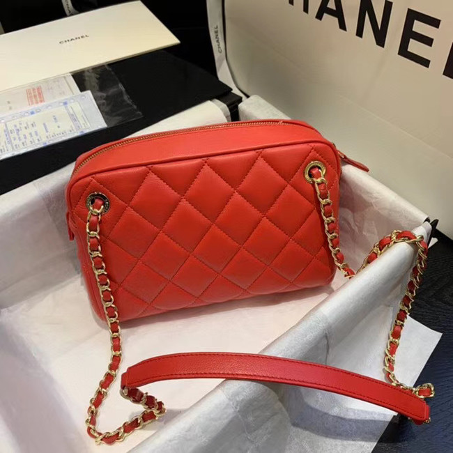 CHANEL Small camera bag lambskin & Gold-Tone Metal AS1367 red