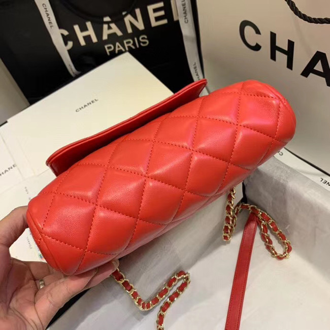 CHANEL Small camera bag lambskin & Gold-Tone Metal AS1367 red