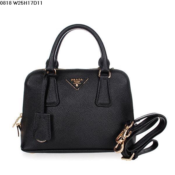 Prada Original Leather Medium Shell Bag P0837 Black