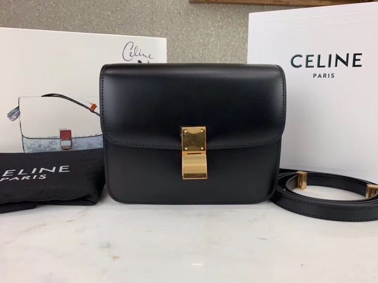 Celine Classic Box Teen Flap Bag Original Calfskin Leather 3379 Black