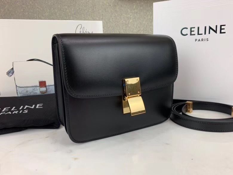 Celine Classic Box Teen Flap Bag Original Calfskin Leather 3379 Black