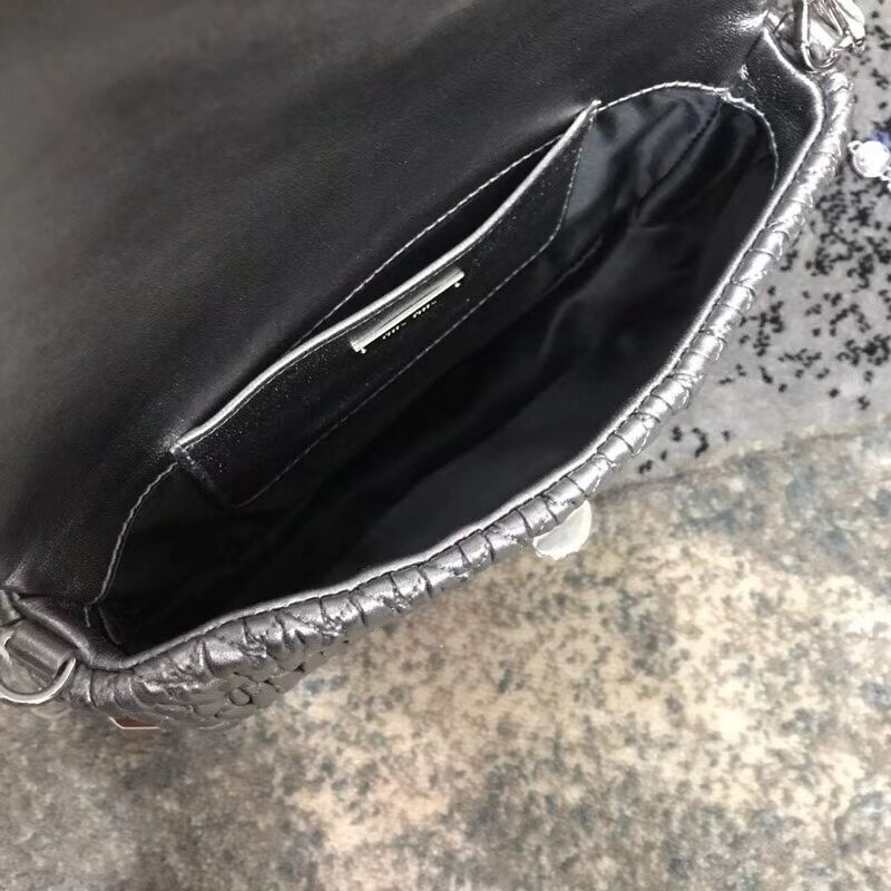 miu miu Matelasse Nappa Leather shoulder bag 5BD140G Silver