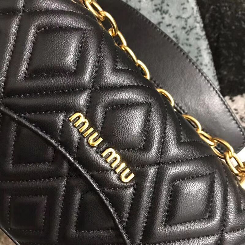 miu miu Matelasse Nappa Leather shoulder bag 5BD140G black