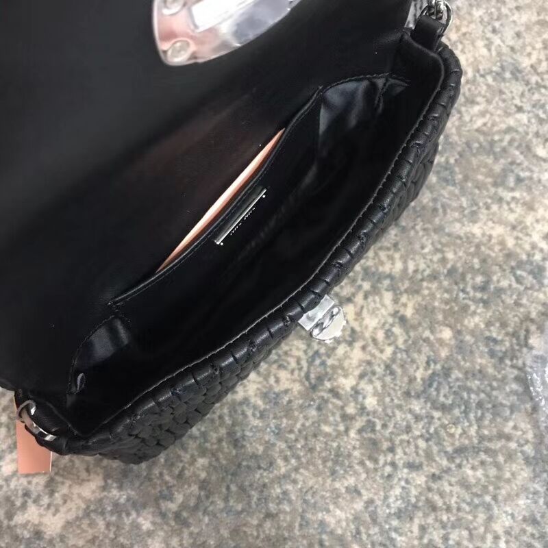 miu miu Matelasse Nappa Leather shoulder bag 5BD140G black