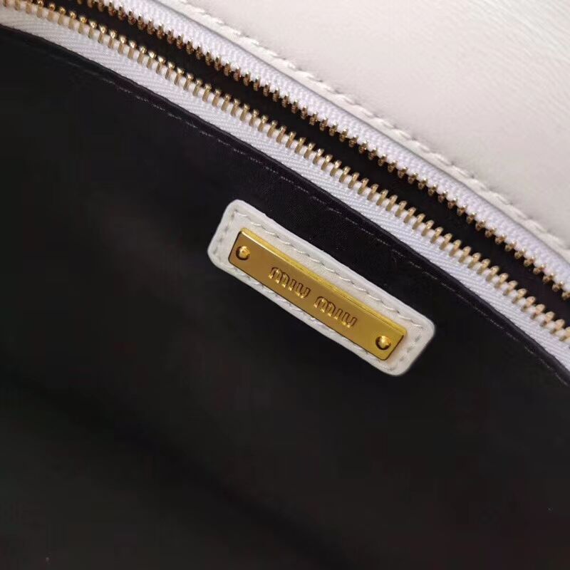 miu miu Matelasse Nappa Leather shoulder bag 5BD140G white