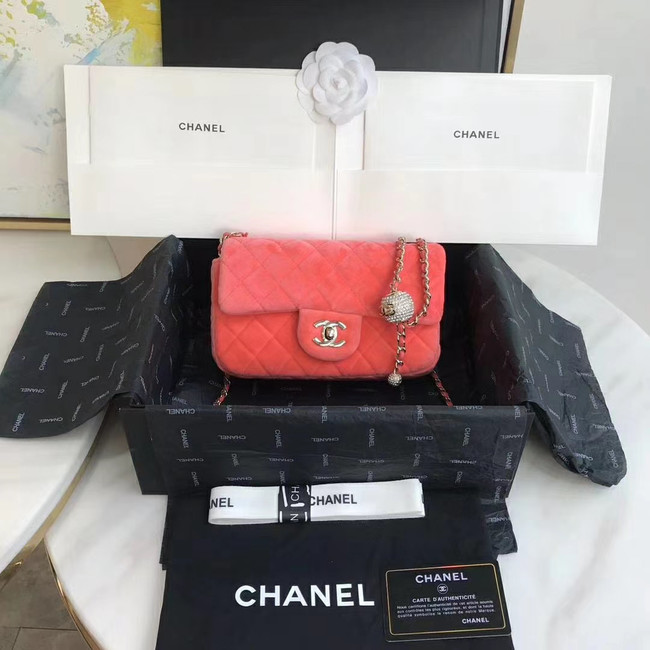 Chanel Original Small velvet flap bag AS1792 Watermelon red