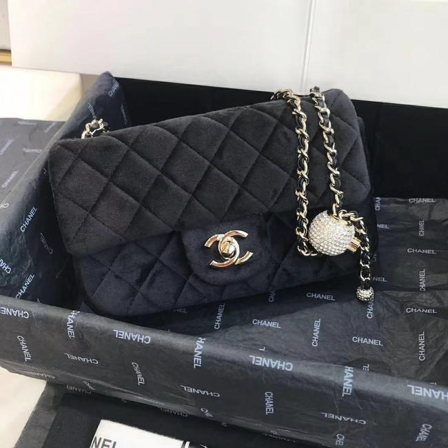 Chanel Original Small velvet flap bag AS1792 black