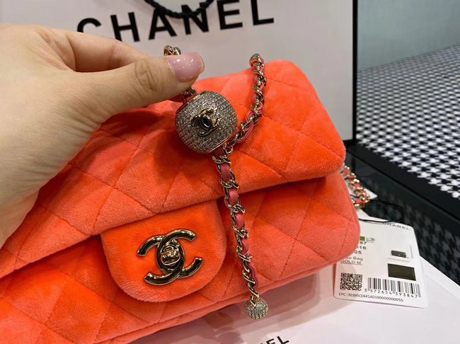 Chanel Original Small velvet flap bag AS1792 orange