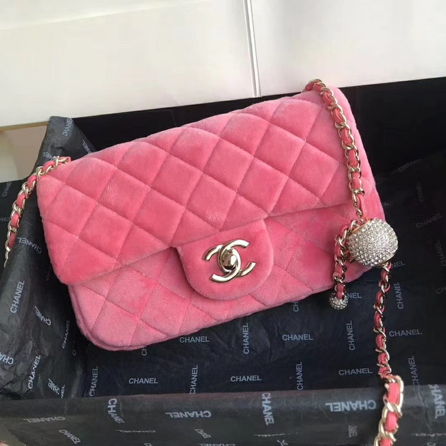 Chanel Original Small velvet flap bag AS1792 pink