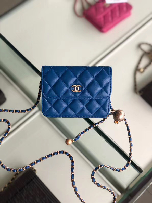 Chanel Sheepskin Original Leather Pocket AP0146 blue