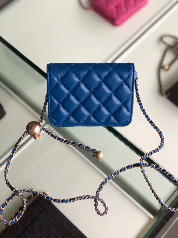 Chanel Sheepskin Original Leather Pocket AP0146 blue