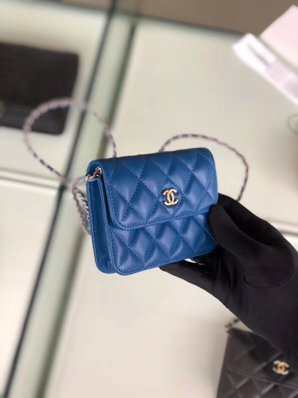 Chanel Sheepskin Original Leather Pocket AP0146 blue
