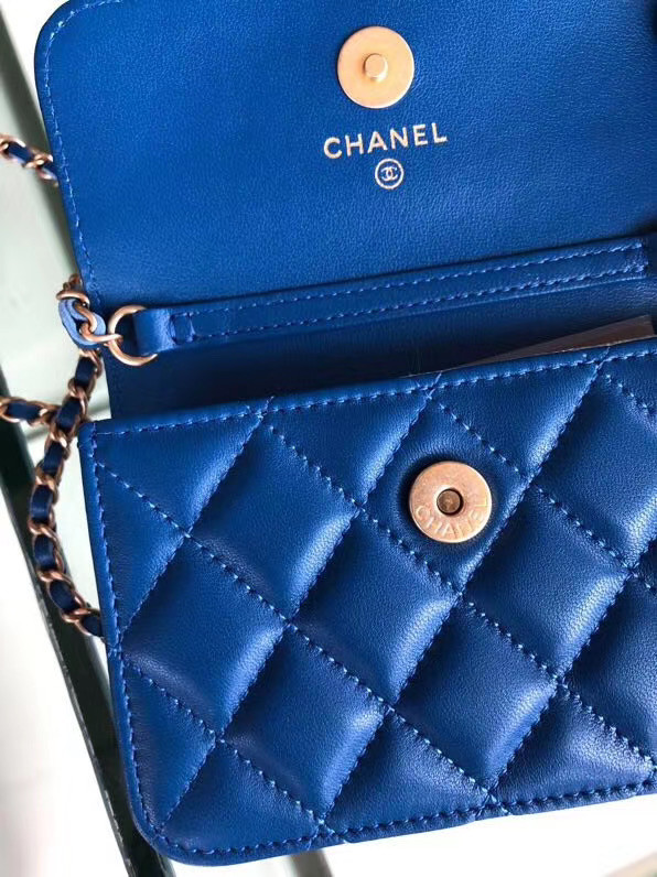 Chanel Sheepskin Original Leather Pocket AP0146 blue