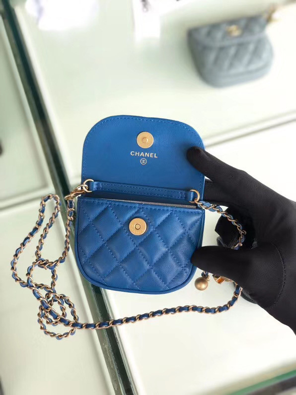 Chanel Sheepskin Original Leather Pocket AP1461 blue